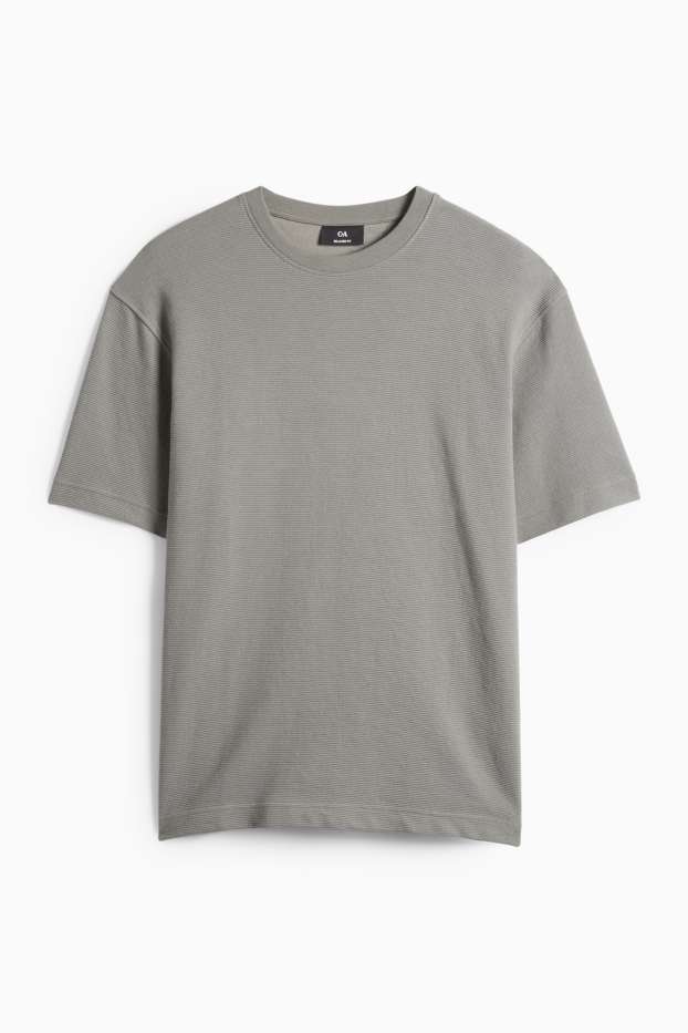 Heren - T-shirt - relaxed fit - ribstof - grijs
