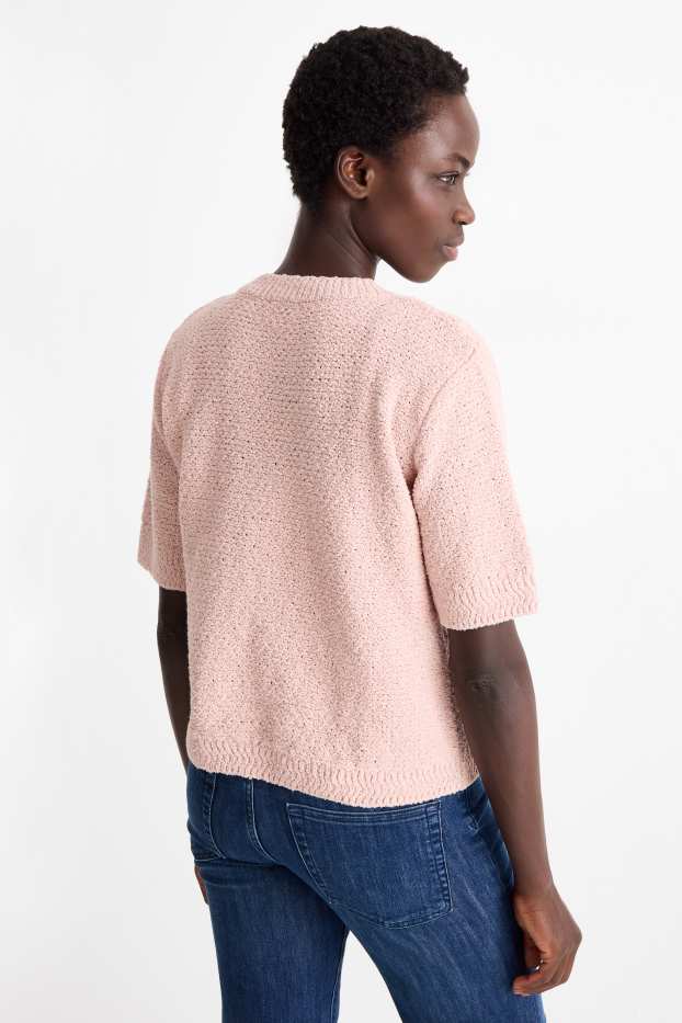 Women - Bouclé cardigan - rose