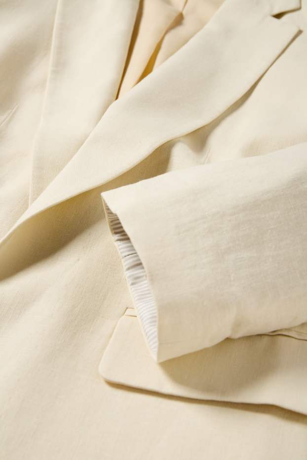 Damen - Longblazer - Regular Fit - Leinen-Mix - cremefarben