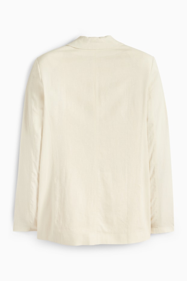 Damen - Longblazer - Regular Fit - Leinen-Mix - cremefarben