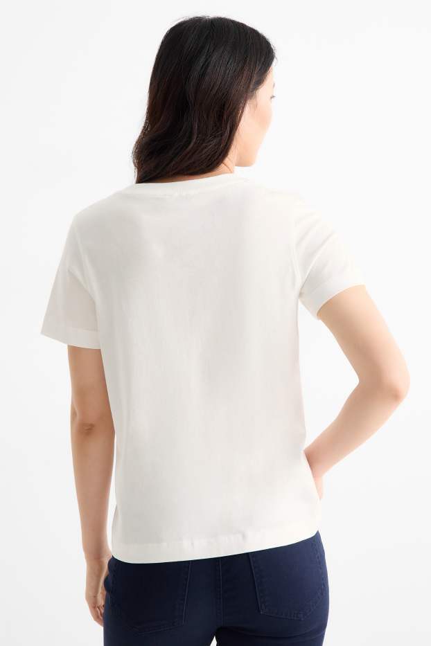 Donna - T-shirt - regular fit - effetto brillante - bianco