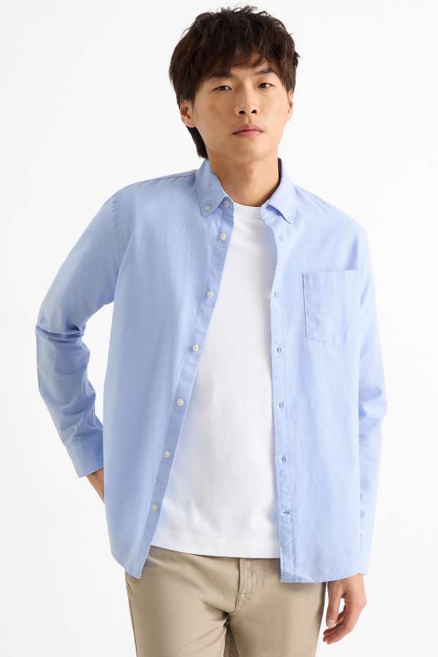 Heren - Overhemd - regular fit - button down - lichtblauw