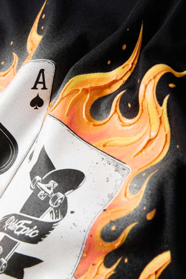 Kinder Buben - Skater - Kurzarmshirt - schwarz