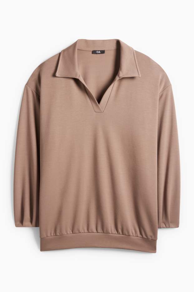 Femei - Bluză de molton - maro