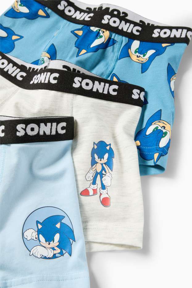 Kinder Jungen - Multipack 3er - Sonic - Boxershorts - hellblau