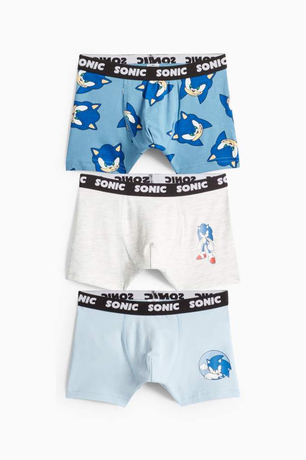 Kinder Jungen - Multipack 3er - Sonic - Boxershorts - hellblau