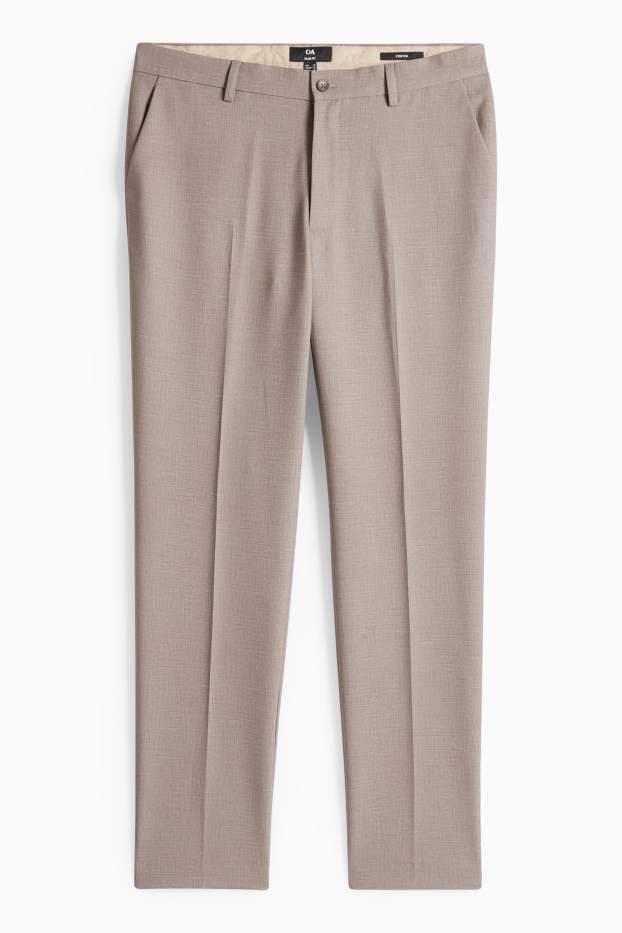 Pánské - Oblekové kalhoty - slim fit - stretch - taupe