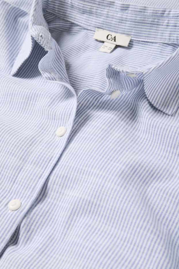 Women - Blouse - striped - white / light blue