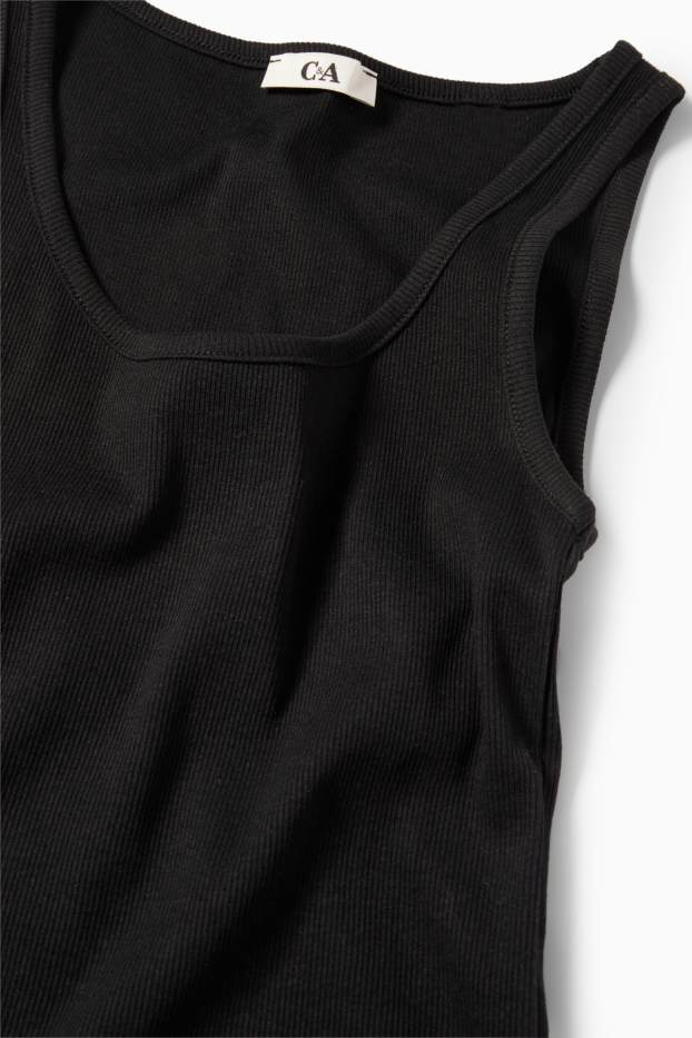 Donna - Top - a coste - nero