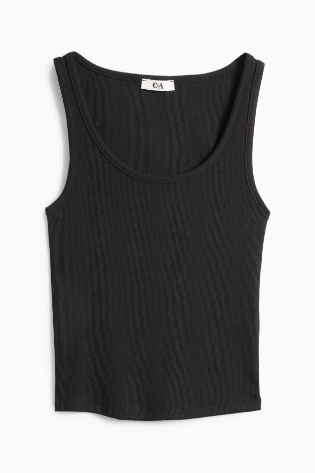 Donna - Top - a coste - nero