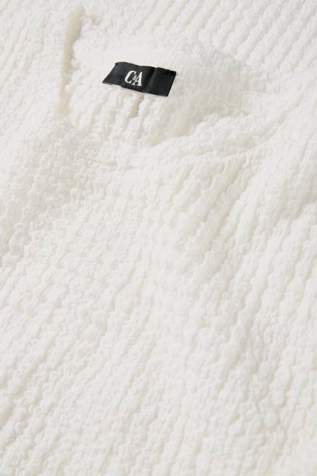 Damen - T-Shirt - Regular Fit - strukturiert - weiss