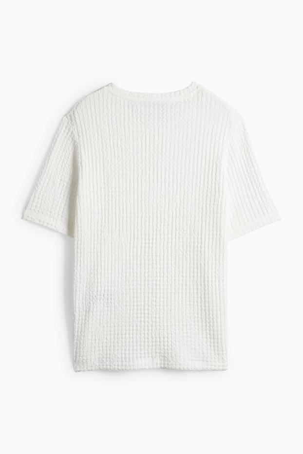 Damen - T-Shirt - Regular Fit - strukturiert - weiss