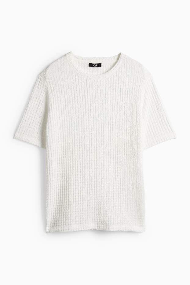 Damen - T-Shirt - Regular Fit - strukturiert - weiss