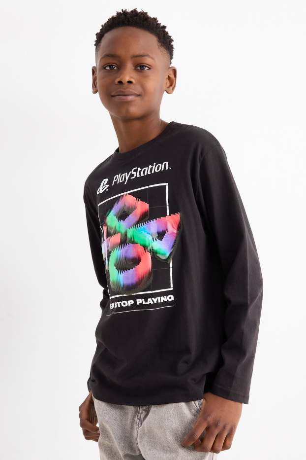 Kinder Jungen - PlayStation - Langarmshirt - schwarz