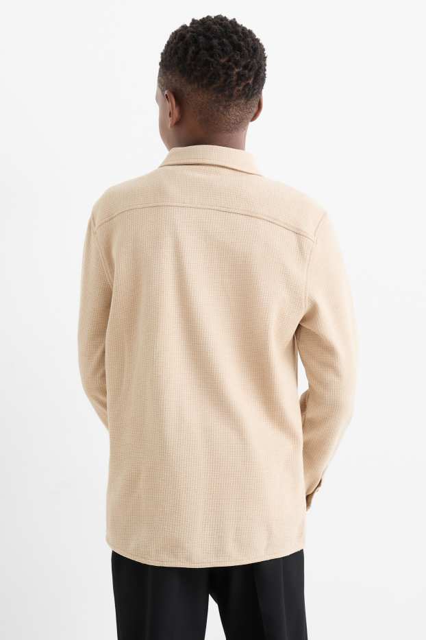 Children Boys - Shirt - textured - light beige