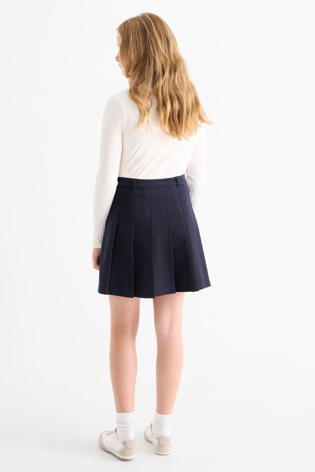 Kinder Mädchen - Faltenrock mit Gürtel - dunkelblau