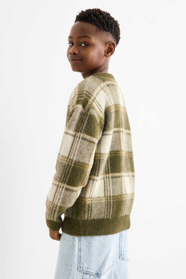 Děti - chlapci - Svetr - kostkovaný - zelená