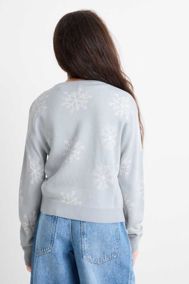 Kinder Mädchen - Lilo & Stitch - Weihnachtspullover - hellblau