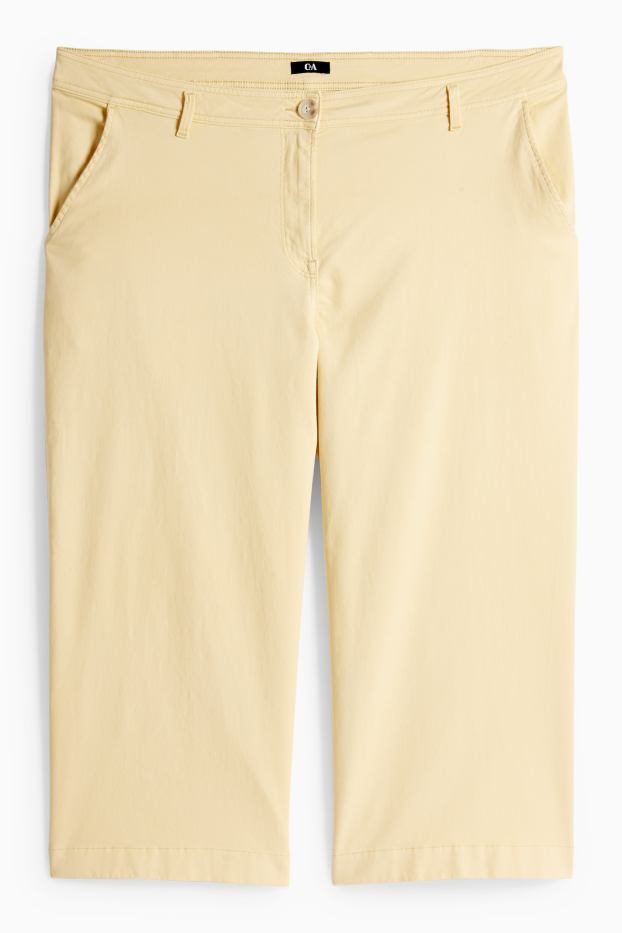 Femei - Pantaloni de stofă - talie înaltă - wide leg - galben