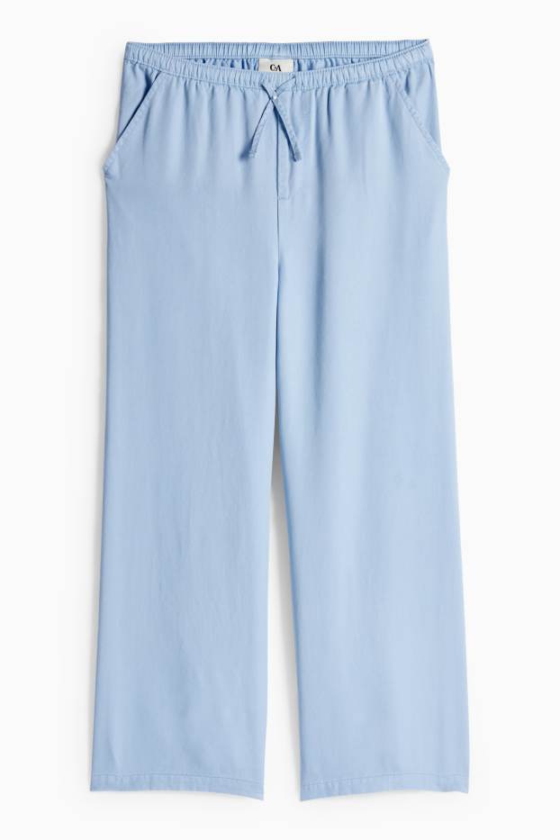 Enfants filles - Pantalon de toile - palazzo - bleu clair