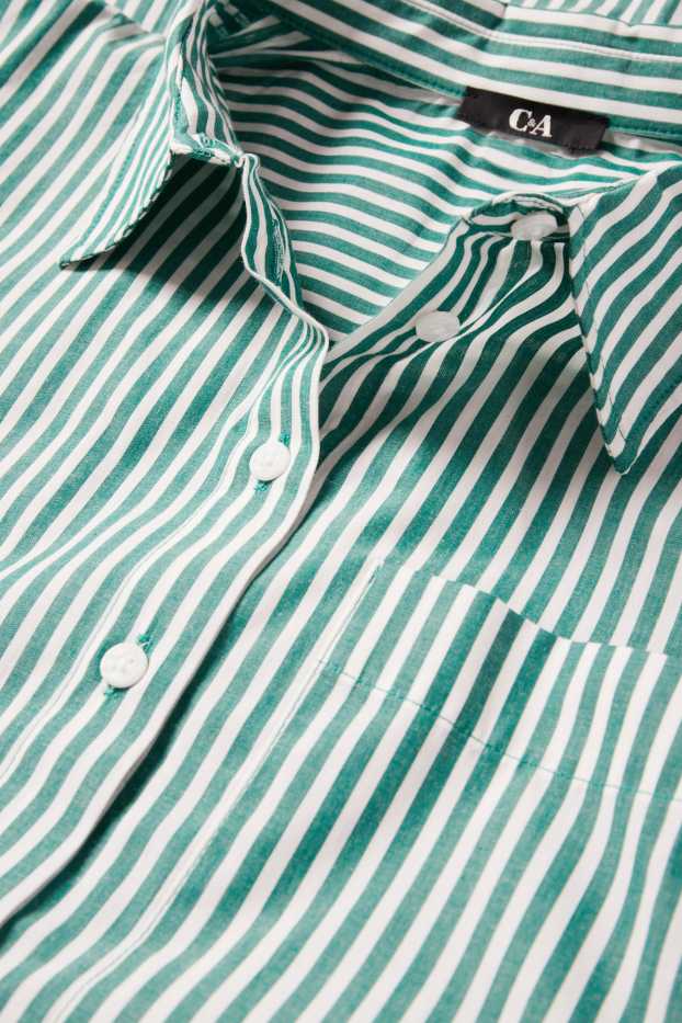 Damen - Bluse - gestreift - grün / cremeweiß