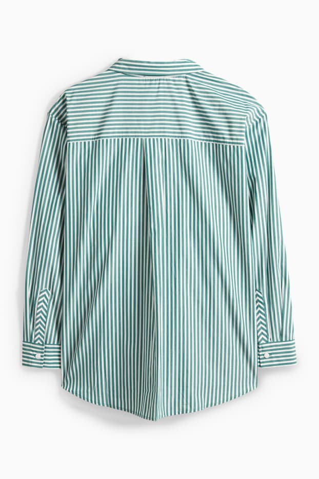 Damen - Bluse - gestreift - grün / cremeweiß