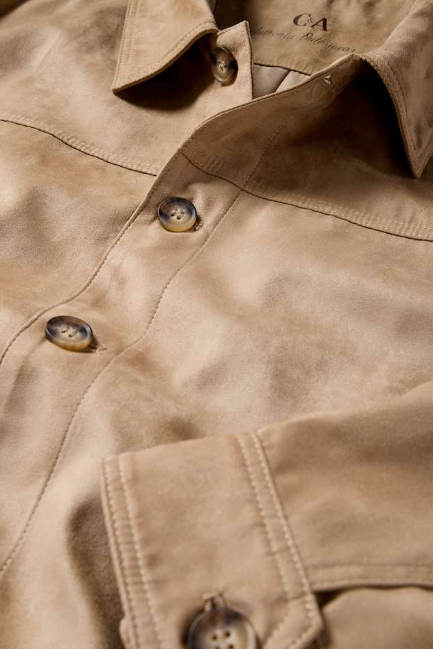 Hommes - Veste - faux suède - marron clair