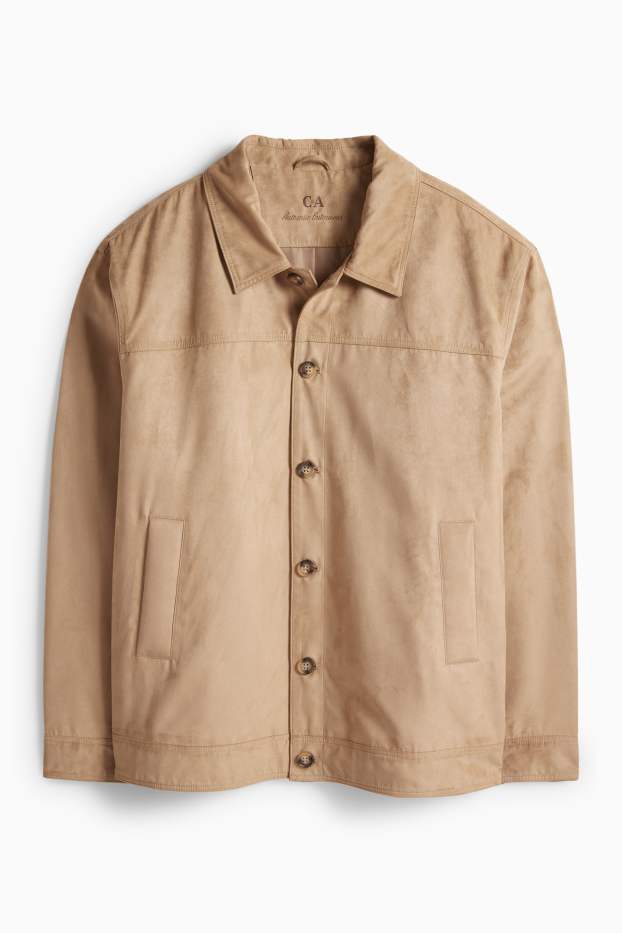 Hommes - Veste - faux suède - marron clair