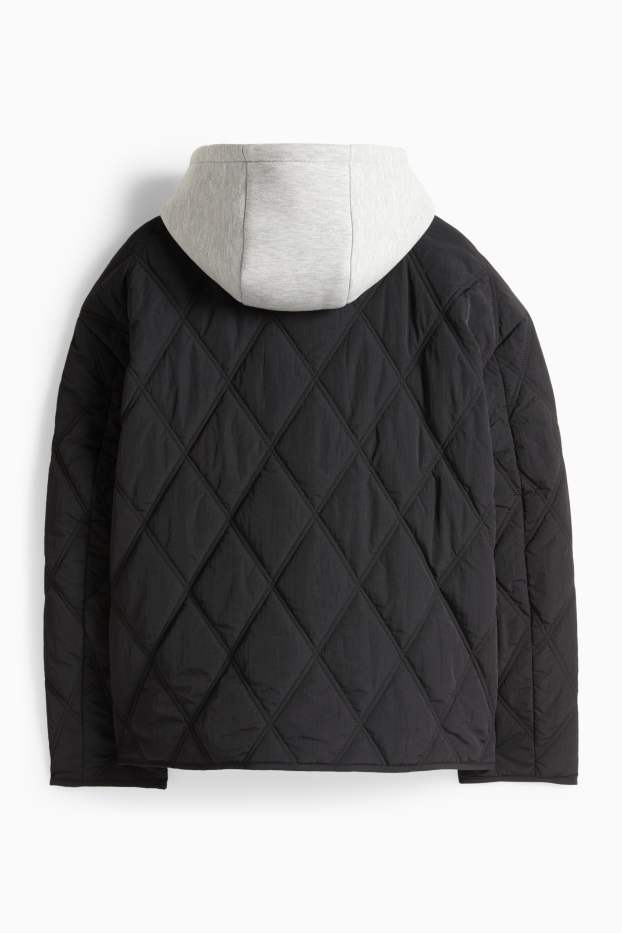 Damen - Steppjacke mit Kapuze - schwarz