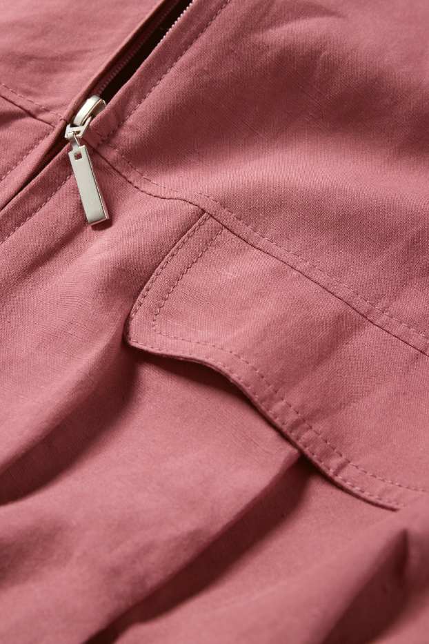 Dames - Korte blazer met linnengehalte - getailleerd - donker rose