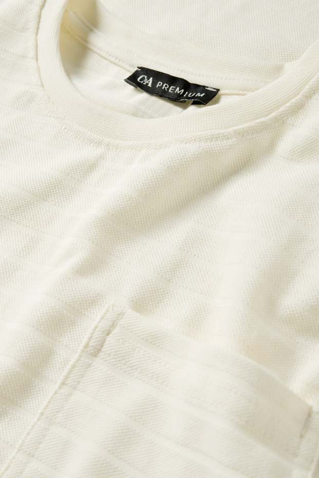 Děti - chlapci - Tričko s krátkým rukávem - pruhované - strukturované - krémově bílá