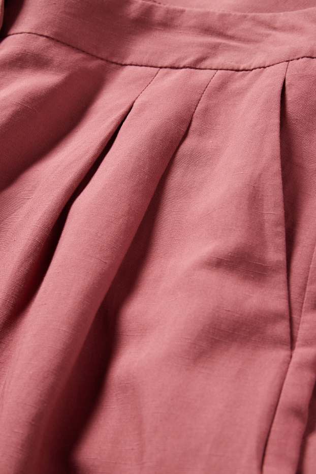 Women - Business trousers with linen content - high waist - regular fit - dark rose