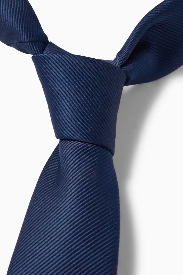 Enfants garçons - Cravate - finition côtelée - bleu foncé
