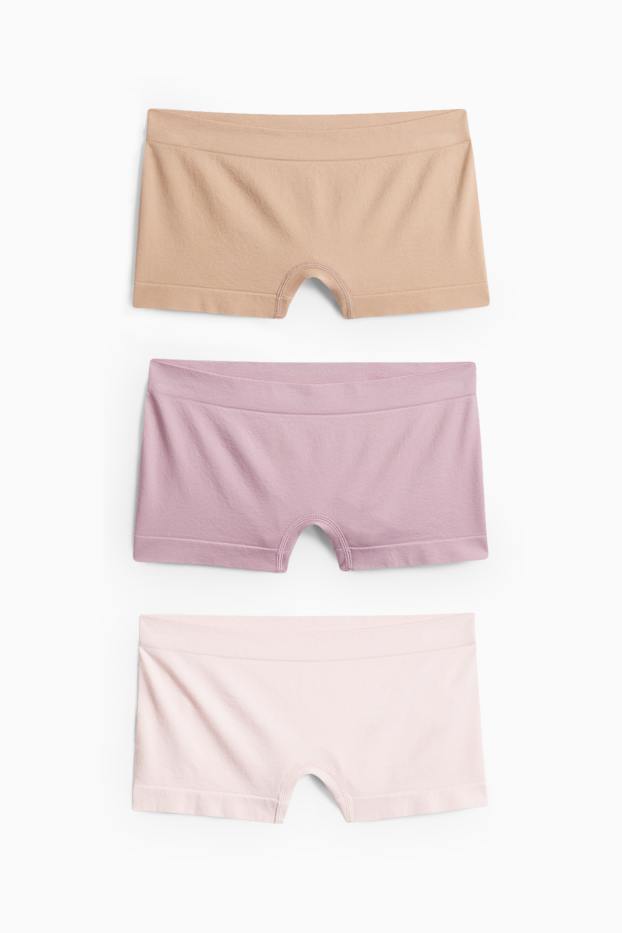 Kinderen: meisjes - Set van 3 - boxershort - roze / beige