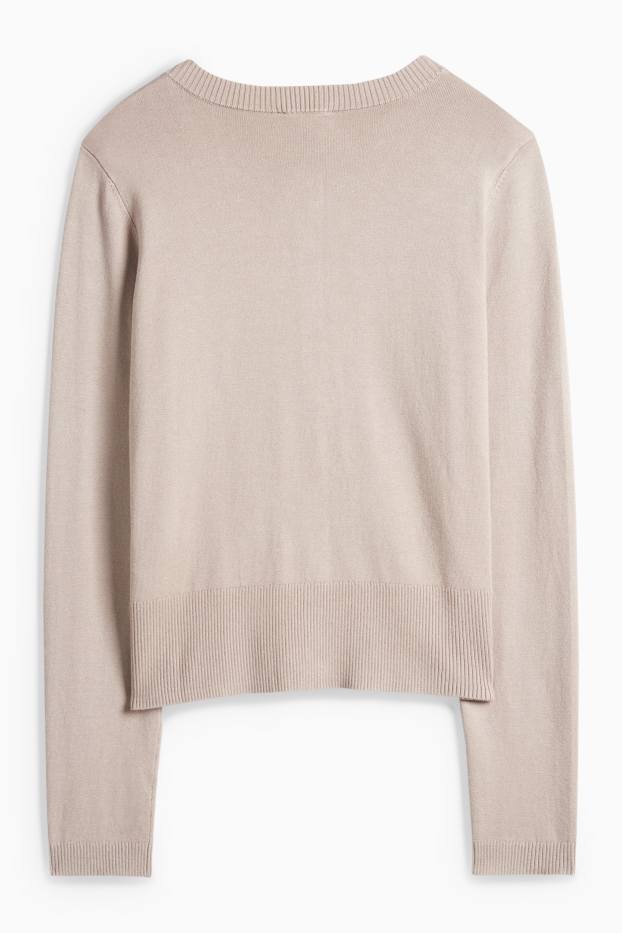 Damen - Strickjacke - beige