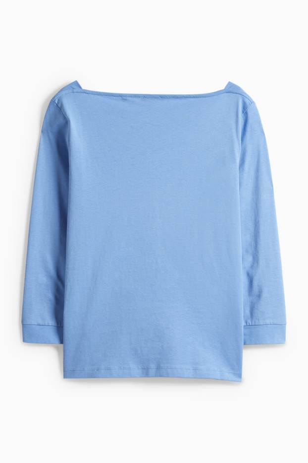 Damen - Basic-Langarmshirt - Regular Fit - blau