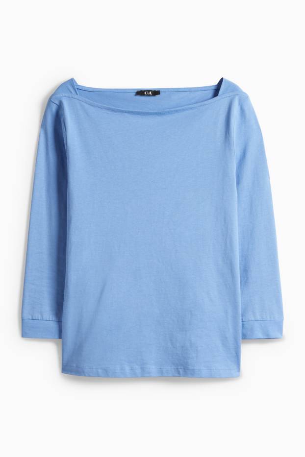 Damen - Basic-Langarmshirt - Regular Fit - blau