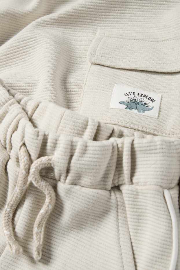 Bébés garçons - Dino - tenue pour bébé - finition côtelée - 2 pièces - beige