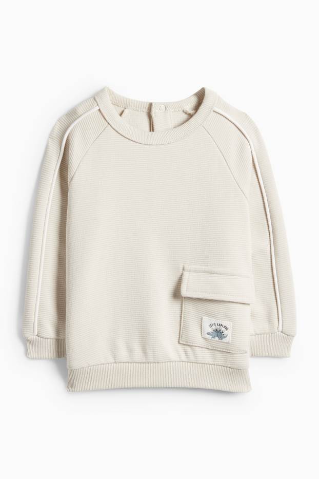 Bébés garçons - Dino - tenue pour bébé - finition côtelée - 2 pièces - beige