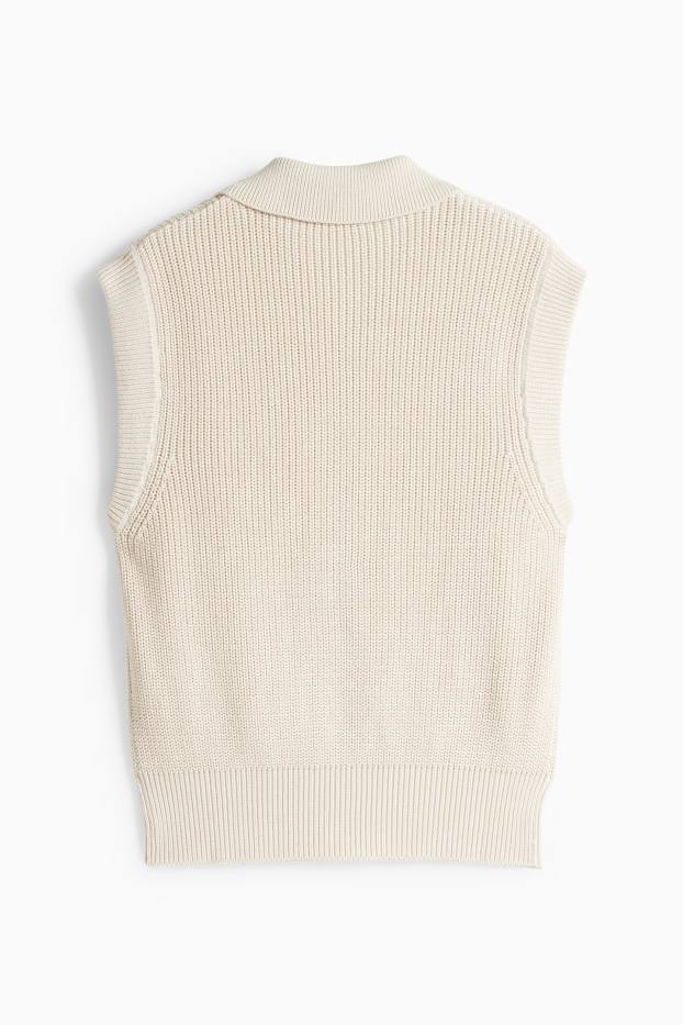 Damen - Strickweste - gerippt - cremeweiss