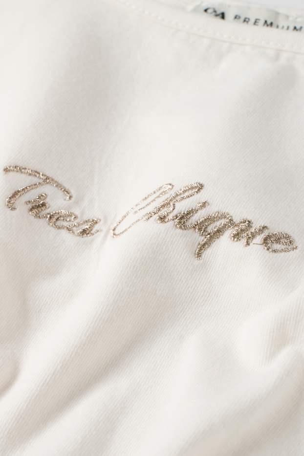 Kinderen: meisjes - Jurk - glanseffect - wit / beige