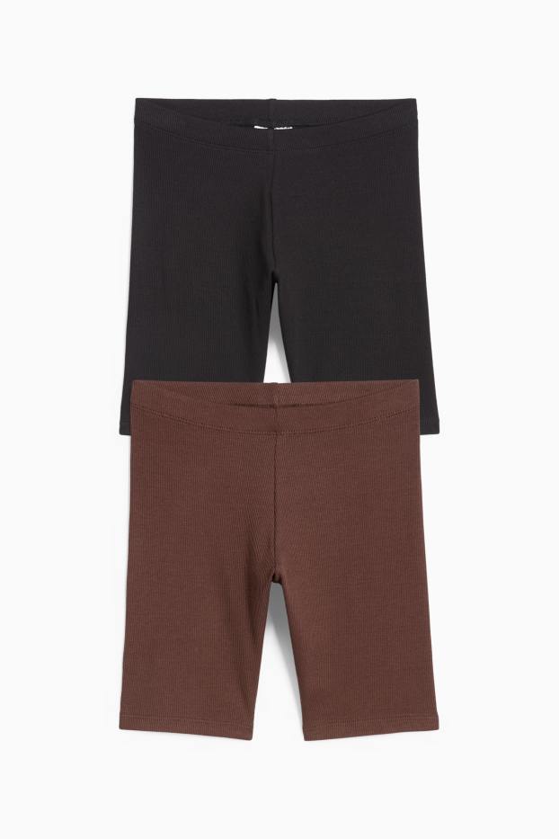 Děti - dívky - Multipack 2 ks - elastické šortky - žebrované - černá