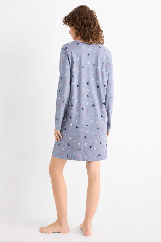 Femmes - Chemise de nuit - à motif - bleu