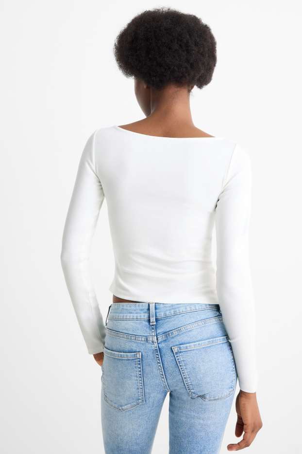 Damen - Langarmshirt - Slim Fit - weiß