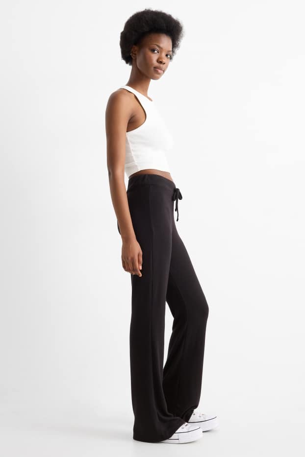 Damen - Strick-Jogginghose - schwarz