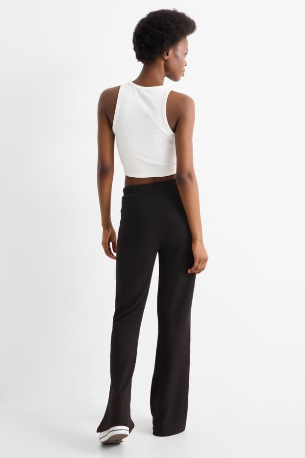 Damen - Strick-Jogginghose - schwarz