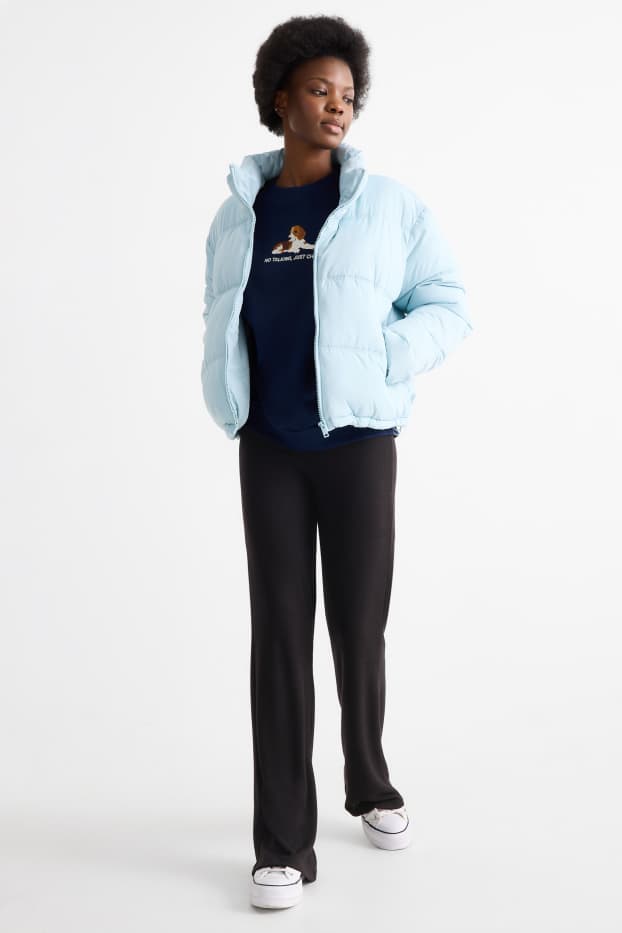 Damen - Strick-Jogginghose - schwarz