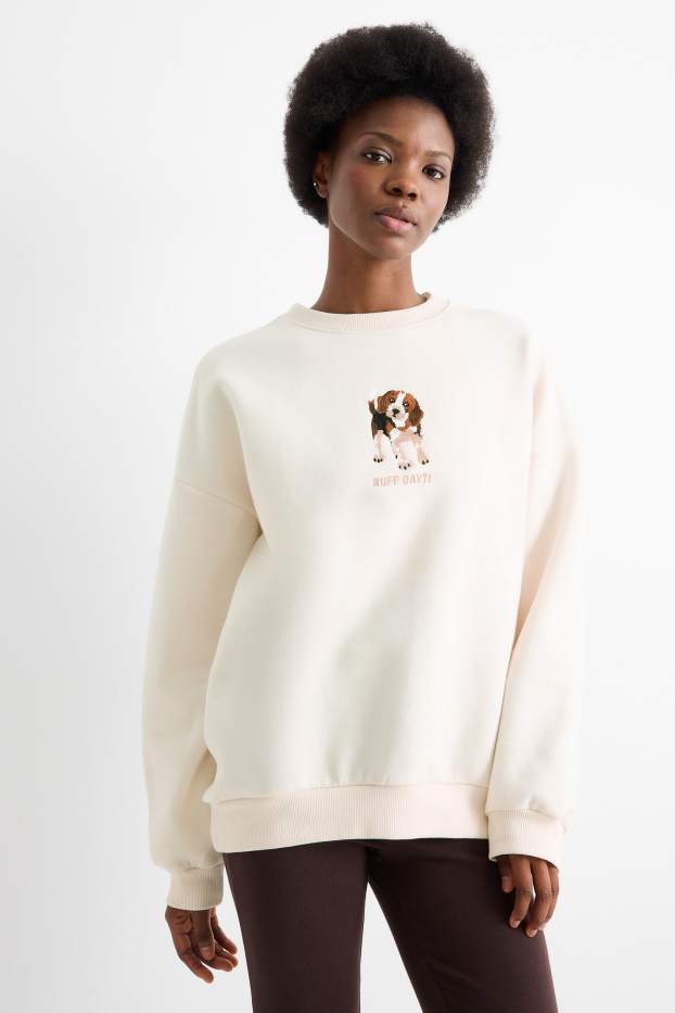 Dámské - Oversized mikina - krémově bílá