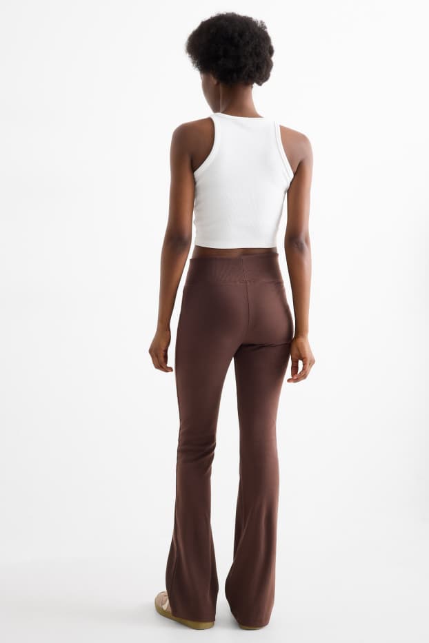 Women - Flared leggings - dark brown