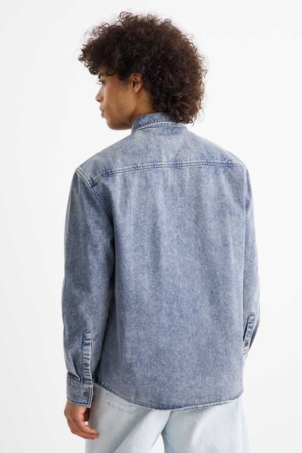 Bărbați - Cămașă din denim - relaxed fit - guler Kent - denim-albastru